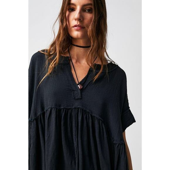Free People Sugar Rush Babydoll Top Black - M - Picture 2 of 4